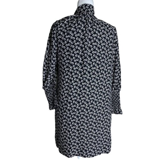 Rebecca Taylor Rue 100% SILK Floral Print Dress in Black 3/4 Sleeves Womens Sz 6 - Picture 8 of 9